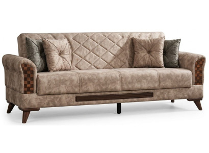 3-Sitzer Sofa Chesterfield Beige Luxuriöse Auffällig Schick Praktisch