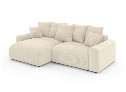Beiges L-förmiges Ecksofa weiches Stoffsofa mit Kissen Wohnzimmermöbel