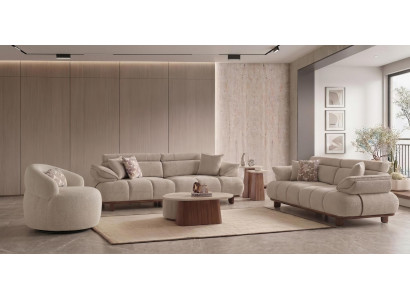 Sofa Set Sessel Couchtisch Satztisch Modern Beige Polstergarnitur