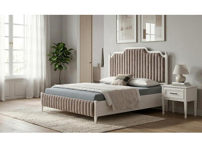 Bett mit 2x Nachttische stilvoller Polsterbett Luxuriöser Schlafzimmer Set 3tlg