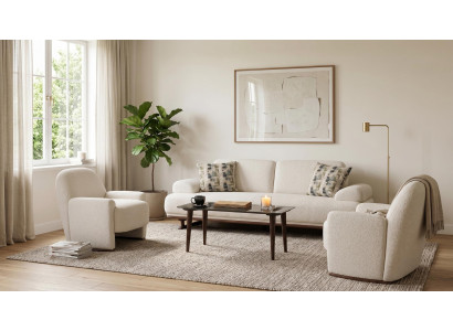 Sofa Set 3+1+1 Beige Stoff Modern Sessel Wohnzimmer Design klassisch
