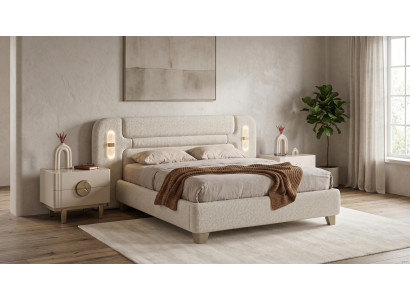 Schlafzimmer set Bett 2x Nachttische Geschmackvoll Modern Stil Beige