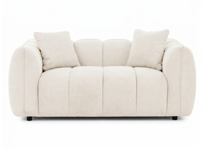 Beiger 2-Sitzer-Stoffsofa Polstersofa mit Kissen modern Wohnzimmermöbel