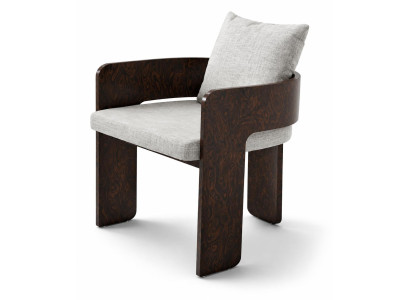 Sessel Exklusives Design Grau Stoff Holz Komfort Ausdrucksstark Edel