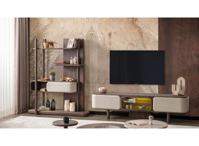 Luxuriöse Wohnwand mit TV-Lowboard und Regal für stilvolle Wohnzimmermöbel