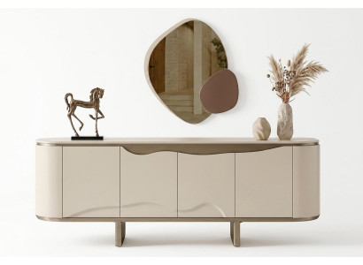 Konsole mit Spiegel Moderner Stil Beige Elegant Zeitlos Hochwertig