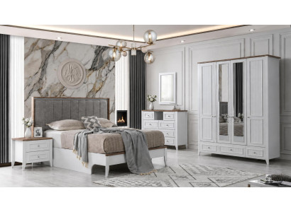 Luxuriöses Weißes Schlafzimmer Set Edle Garnitur Bett Nachttische