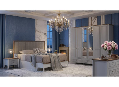 Zeitloses Schlafzimmer Set Edles Polsterbett Designer Kommode