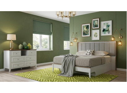 Zeitlose Schlafzimmer Möbel Edles Polsterbett Holz Kommode Set