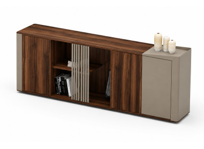 Wohnzimmer Sideboard modern Holz Nussbaum Stauraum Schrank Beige