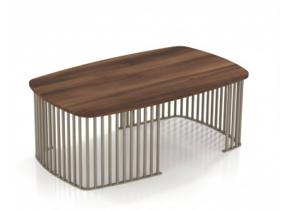 Design Tisch Couchtisch modern Holz Metall Wohnzimmer oval Nussbaum