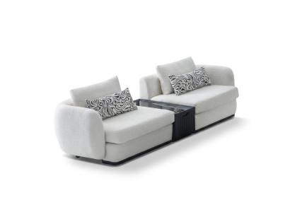 Sofa 2 Sitzer Modern Weiss Schwarz Elegant Couch Modular Mit Tisch