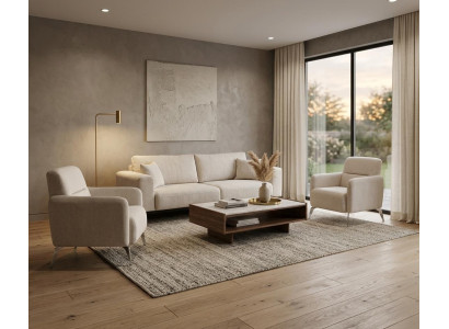 Wohnzimmer Set Sitzer Sofa Sessel Couch Modern Design Weiß