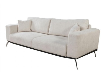 Wohnzimmer-Set Luxus 3-Sitzer Sofa Couch Modern Design Weiß Metall