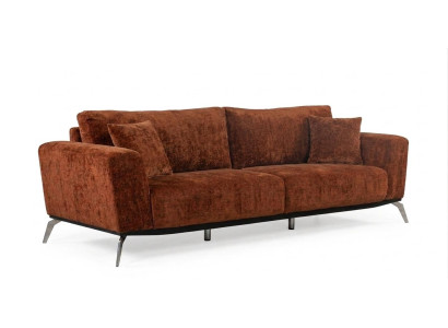 Wohnzimmer-Set Luxus 3-Sitzer Sofa Couch Modern Design Braun Metall