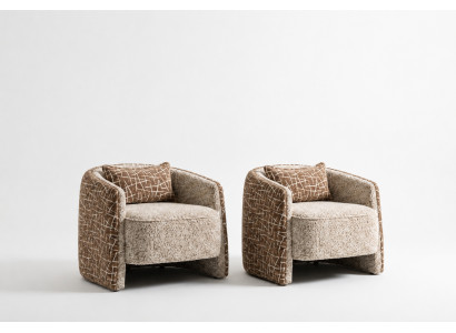 Design Sessel Set Beige Strukturierter Stoff Moderner Wohnkomfort