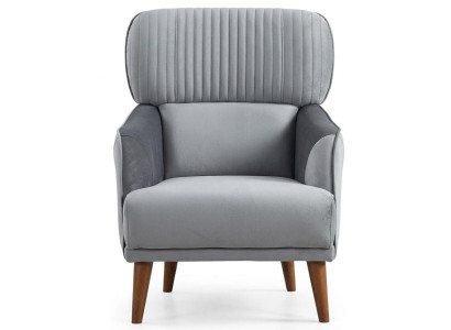 Sessel Grau modernes Design minimalistischer Stil Hohe Beine Gemütlich