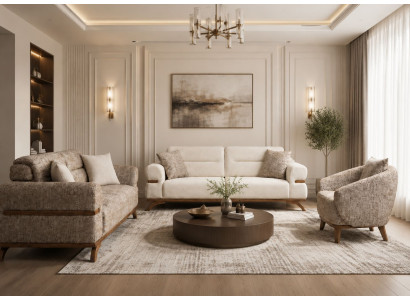 Sofa Sessel Braun Wohnzimmer Stil Modern bequem komfortabel