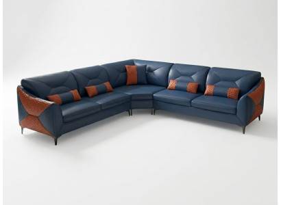 Modern Ecksofa L-Form Blau LED Elegant Exklusiv Design Premium Luxus