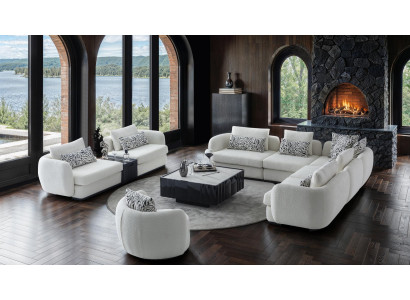 Zeitgenössische Weiße Sofagarnitur L-Form Sofa 2-Sitzer Sessel