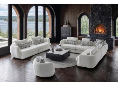 Exklusives Wohnzimmer Set Polstersofa L-Form Couch Loungesessel
