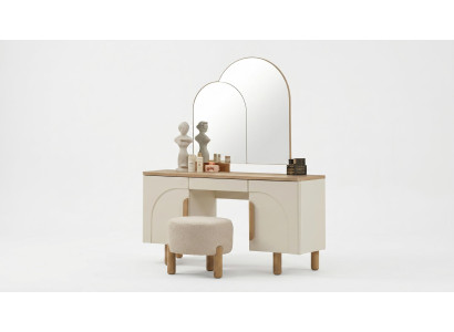 Kommode mit Spiegel Sideboard Modern Beige Frisiertisch Elegant Konsole