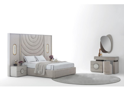 Luxuriöses Schlafzimmer Doppelbett Schminktisch Hocker Nachttische
