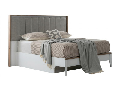 Modernes Weiß-Graues Polsterbett Designer Bettgestell Holzbett