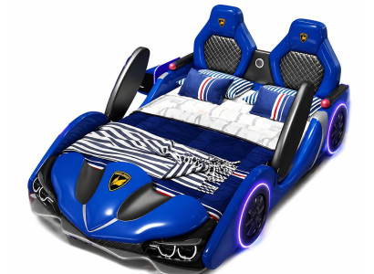 Blaues Auto-Bett Kinderbett LED Bluetooth-Lautsprecher für Jungen