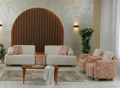 Wohnzimmer Set: 3-Sitzer Sofa, Sessel Weiß Modernes Design Gemütlich
