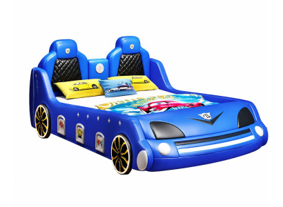 Blaues Auto-Bett  Kinderbett LED Bluetooth-Lautsprecher für Jungen