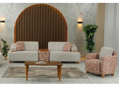 Wohnzimmer Set: 3-Sitzer Sofa Sessel Weiß Modernes Design Gemütlich