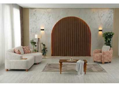 Wohnzimmer Set: 3-Sitzer Sofa Sessel Weiß Modernes Design Gemütlich