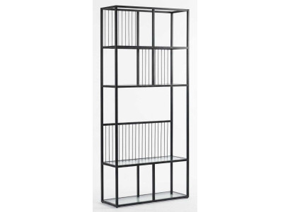Buecherregal Metall Schwarz Glas Industrial Loft Design Regal Storage