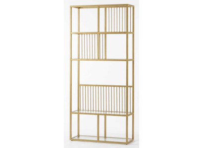 Buecherregal Metall Gold Glas Industrial Loft Design Regal Storage 3D
