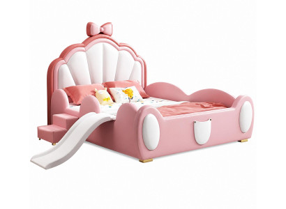 Rosa Kinderbett mit Rutsche und Leiter Bett für Mädchen Kinderbetten