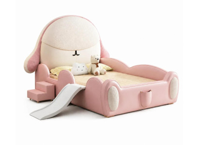 Rosa Kinderbett Häschen Bett mit Rutsche und Treppe Bett für Mädchen