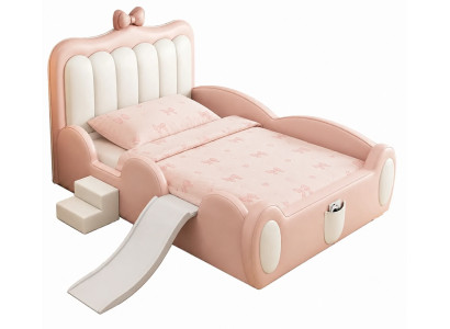 Rosa Kinderbett mit Seitengittern Bett mit Rutsche Treppe für Mädchen
