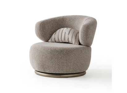 Sessel Drehsessel Modern Beige Edel Luxus Design Boucle Polstersessel