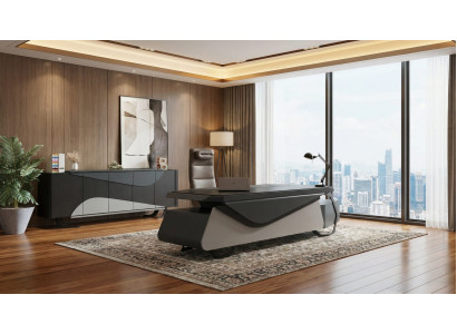 Modernes Büro Set Schreibtisch Sideboard Grau Executive