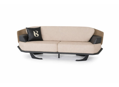 Sofa 3 Sitzer Modern Beige Schwarz Design Wohnzimmer Luxus