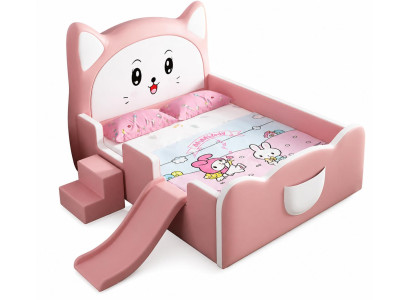 Rosa Bett mit Rutsche und Treppe Bett für Mädchen Kätzchen