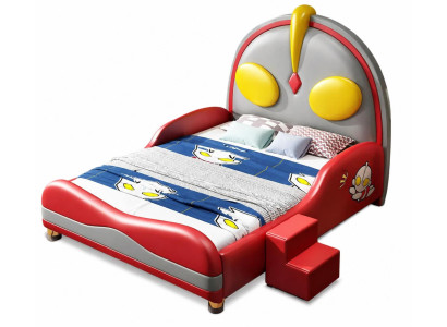 Rotes Kinderbett mit Trittstufe Bett für Jungen Mädchen multifunktional