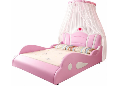 Rosa Bett mit Seitengittern Bett für Mädchen Prinzessin luxuriös