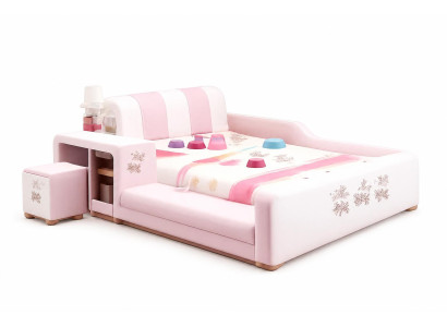 Rosa Kinderbett mit Ablagen Bett für Mädchen Prinzessin modern