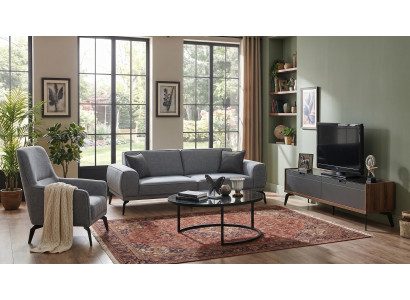Wohnzimmer Set 3‑Sitzer Sofa Sessel Couchtisch TV-Möbel, Modern bequem