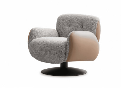 Stilvoller Grauer Wohnzimmer Sessel Stoffsessel Loungesessel Möbel
