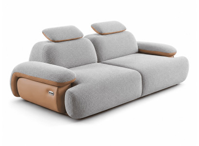 Hochwertiger Grauer 3-Sitzer Wohnzimmer Edle Polstercouch 3-er