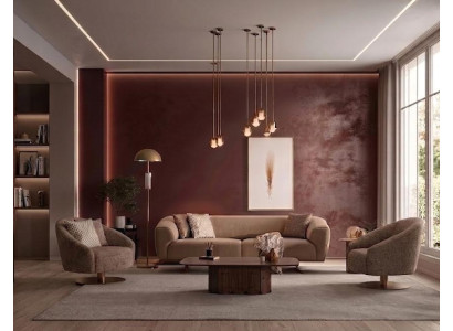 Sofa Sessel Wohnzimmer Braun Stil modern geräumig bequem