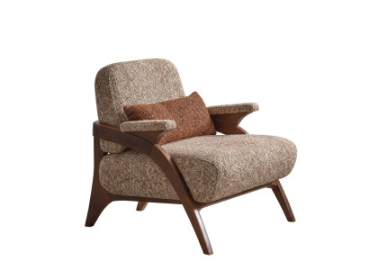 Luxus Boucle Sessel Designer Sessel Holzrahmen Wohnzimmermöbel Polstersessel